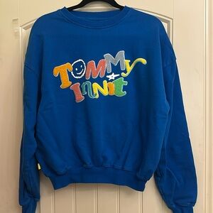 Tommy Innit '21 Mens Blue Multicolor Crewneck Small Sweatshirt Youtuber Fuzzy